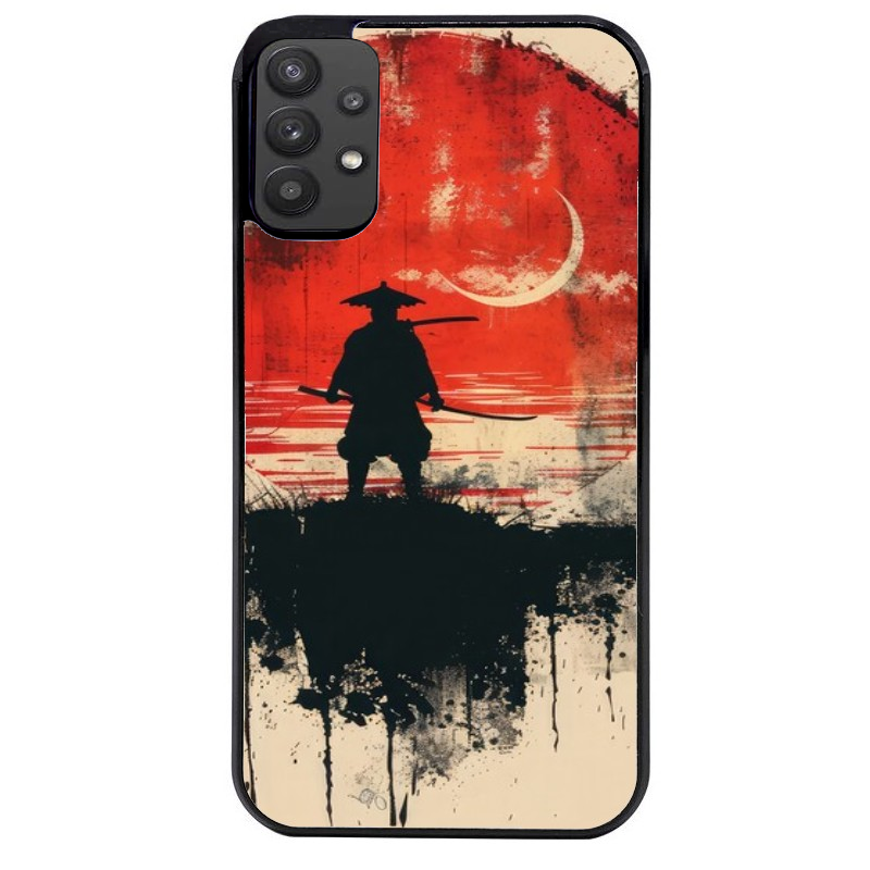 Coque noire taperso pour galaxy A22 A32 A52 A52S 4G 5G  avec motif samourai rouge protection antichoc personnalisée