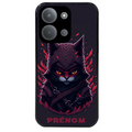 Coque noire taperso pour POCO C85 avec motif chat samourai personnalise protection antichoc personnalisée