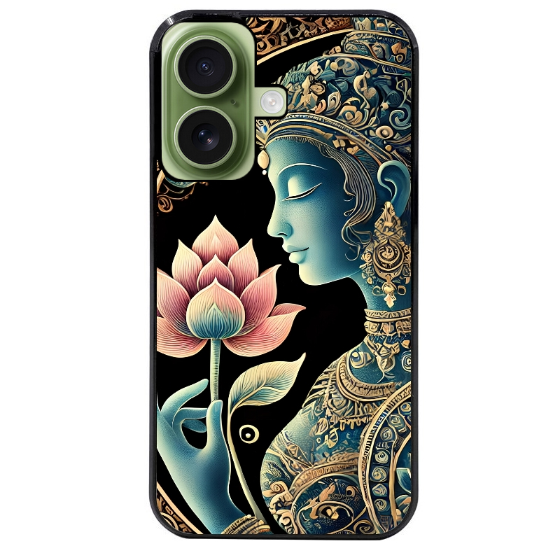 Coque noire taperso pour Iphone 17 17E AIR MAX PRO avec motif bouddha et lotus protection antichoc personnalisée