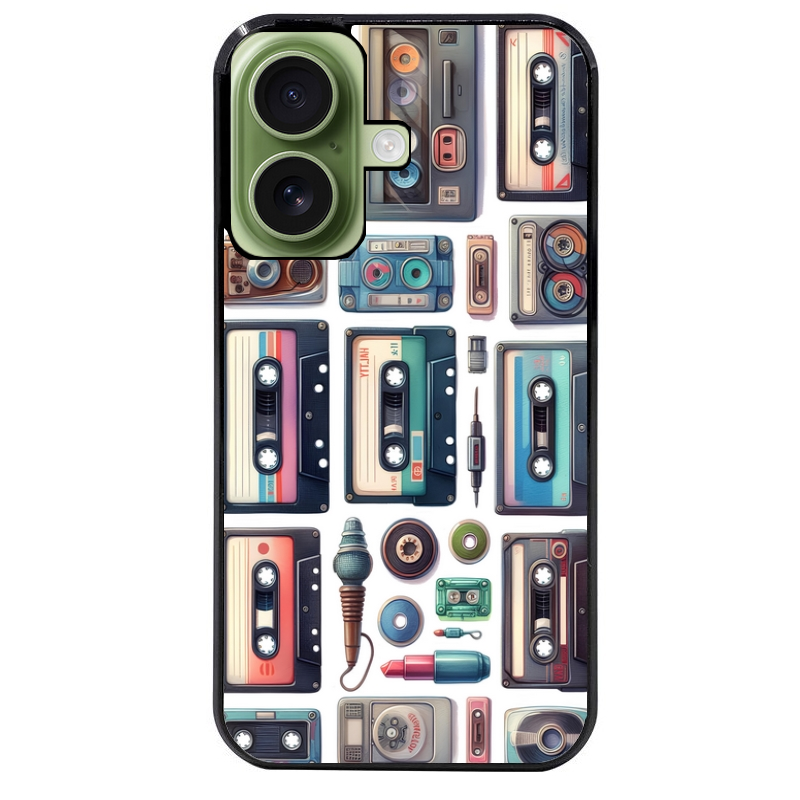 Coque noire taperso pour Iphone 17 17E AIR MAX PRO avec motif cassette multi protection antichoc personnalisée