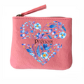 Porte monnaie personnalisé coeur fleur en feutrine en feutrine