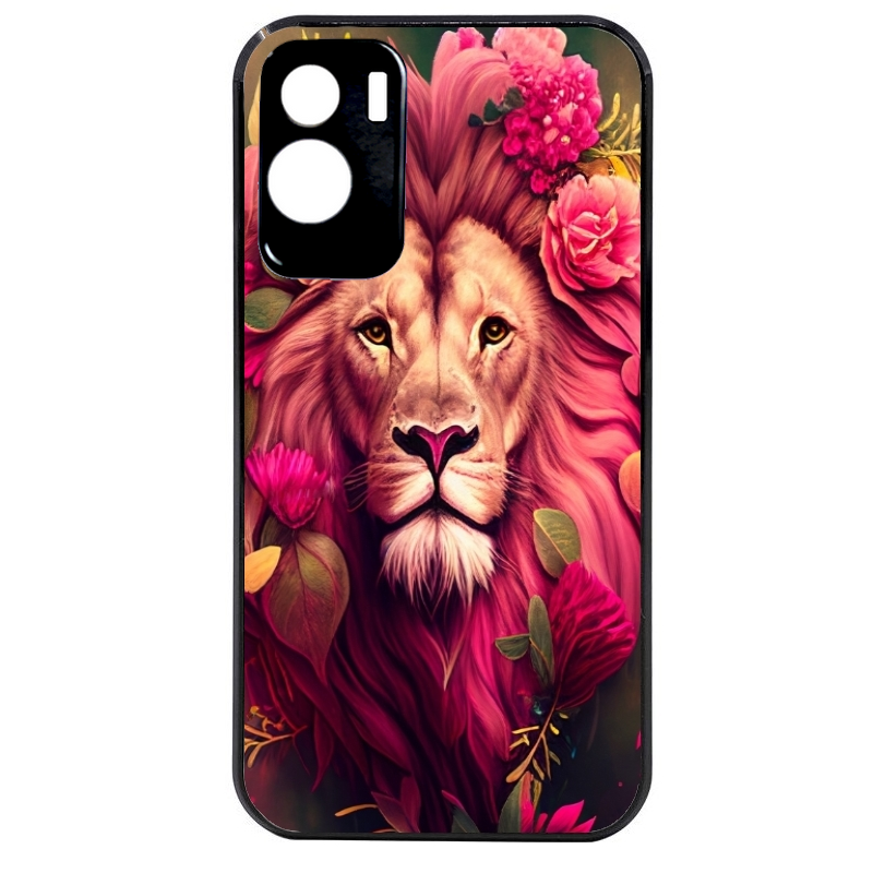 Coque noire taperso pour Honor 70 LITE 90 et LITE avec motif lion et fleurs rose protection antichoc personnalisée