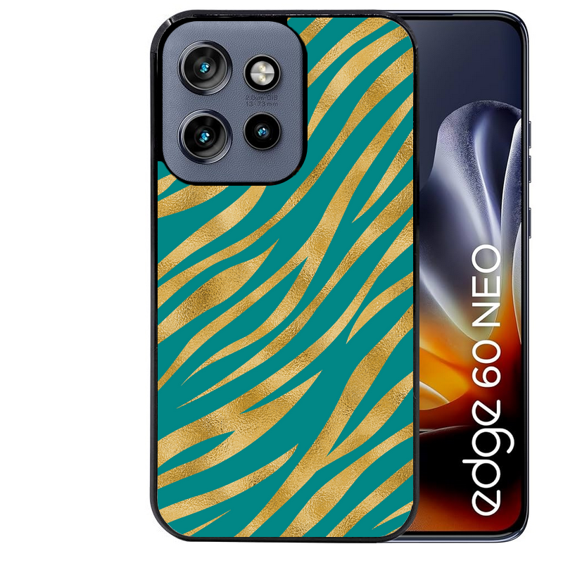 Coque noire taperso pour Moto Edge 60 et Neo Fusion Pro avec motif zebre vert protection antichoc personnalisée