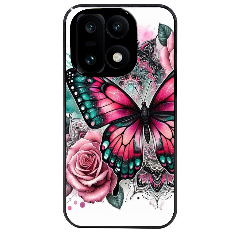 Coque noire taperso pour OnePlus 15 avec motif papillon rose protection antichoc personnalisée