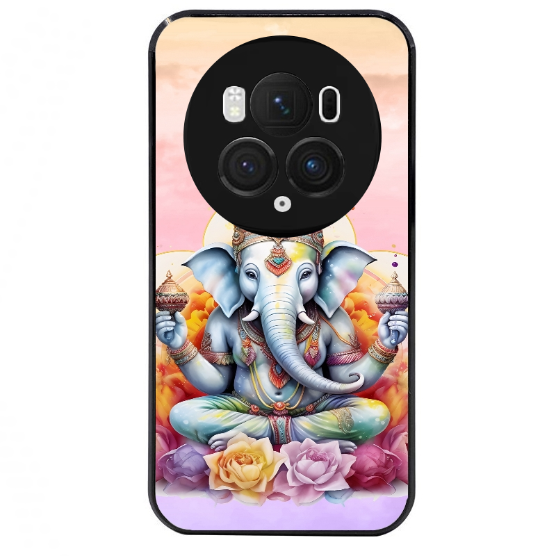 Coque noire taperso pour Magic 5 6 LITE et PRO avec motif elephant namaste protection antichoc personnalisée
