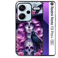 Coque noire taperso pour Redmi Note 13 PRO PLUS 5G avec motif tete de mort calavera et corbeau protection antichoc personnalisée