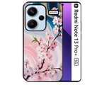 Coque noire taperso pour Redmi Note 13 PRO PLUS 5G avec motif marbre fleur cerisier protection antichoc personnalisée