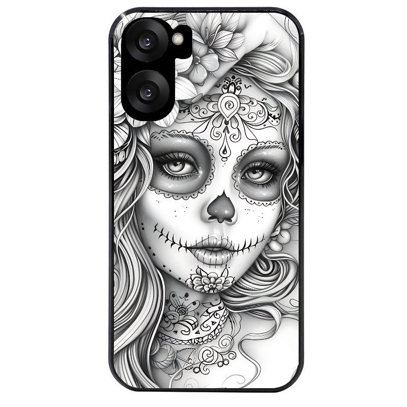 Coque noire taperso pour OnePlus Nord CE5 avec motif mort calavera tatoo protection antichoc personnalisée