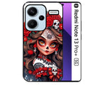 Coque noire taperso pour Redmi Note 13 PRO PLUS 5G avec motif tete de mort calavera rouge protection antichoc personnalisée