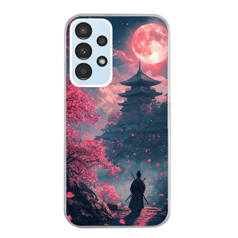 Coque taperso pour Galaxy A13 4G et 5G A23 A53 avec motif samourai cerisier protection antichoc personnalisée