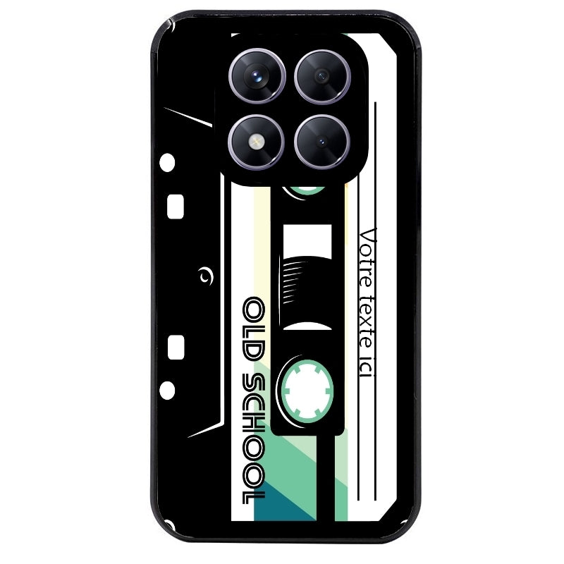 Coque noire taperso pour Redmi Note 14 et PRO PLUS 4G 5G personnalisable avec motif cassette vintage protection antichoc personnalisée