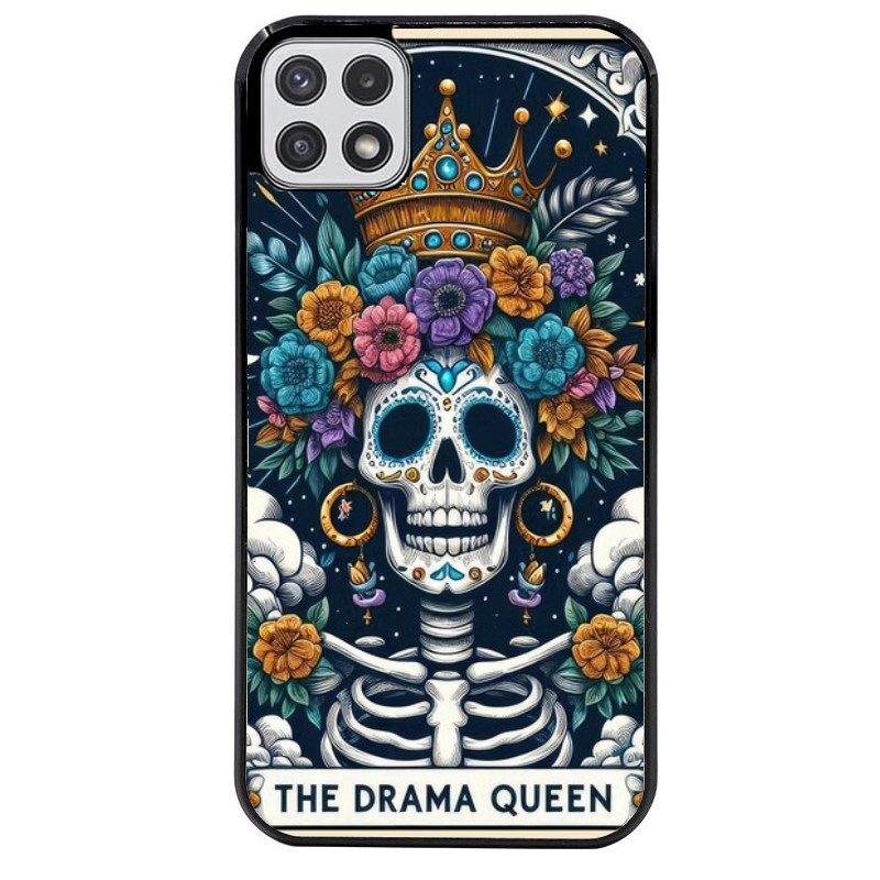 Coque noire taperso pour galaxy A22 A32 A52 A52S 4G 5G  avec motif tete de mort drama queen protection antichoc personnalisée