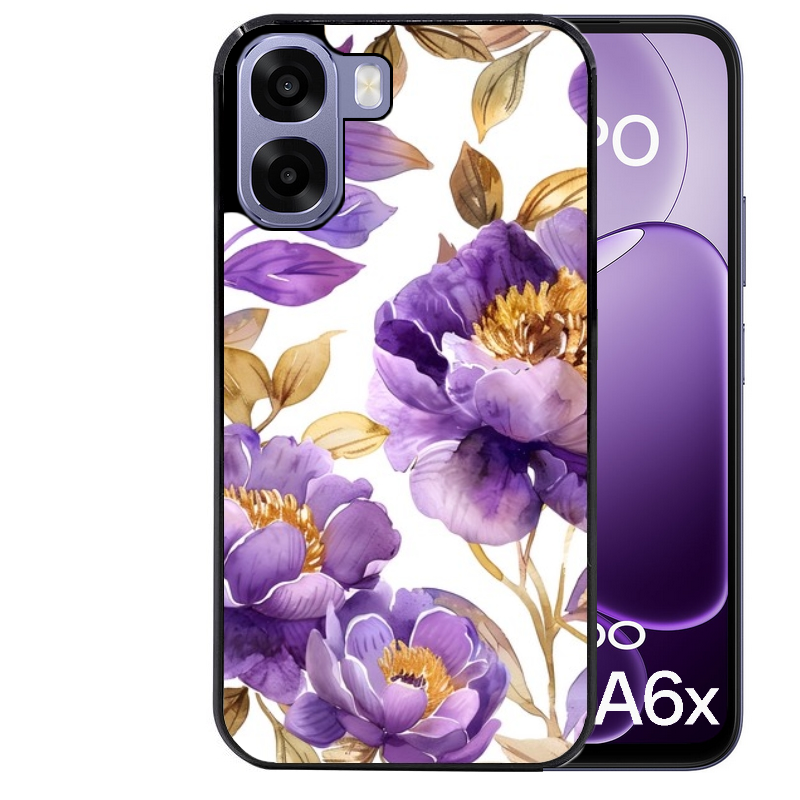 Coque noire taperso pour OPPO A6 A6X 4G et 5G avec motif fleur pivoine protection antichoc personnalisée