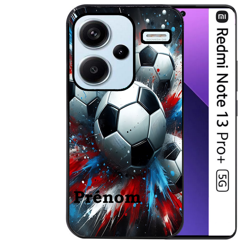 Coque noire taperso pour Redmi Note 13 PRO PLUS 5G avec motif foot tricolore personnalisee protection antichoc personnalisée
