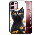 Coque noire taperso pour OPPO A6 PRO 4G et 5G avec motif chat eyes protection antichoc personnalisée