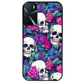 Coque noire taperso pour OPPO A16 et A16S avec motif tete de mort violet protection antichoc personnalisée