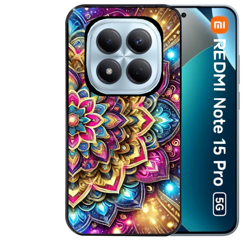 Coque noire taperso pour Redmi Note 15 et PRO PLUS 4G 5G avec motif mandala 2 protection antichoc personnalisée