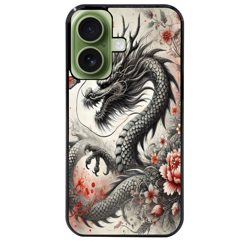 Coque noire taperso pour Iphone 17 17E AIR MAX PRO avec motif dragon japan protection antichoc personnalisée