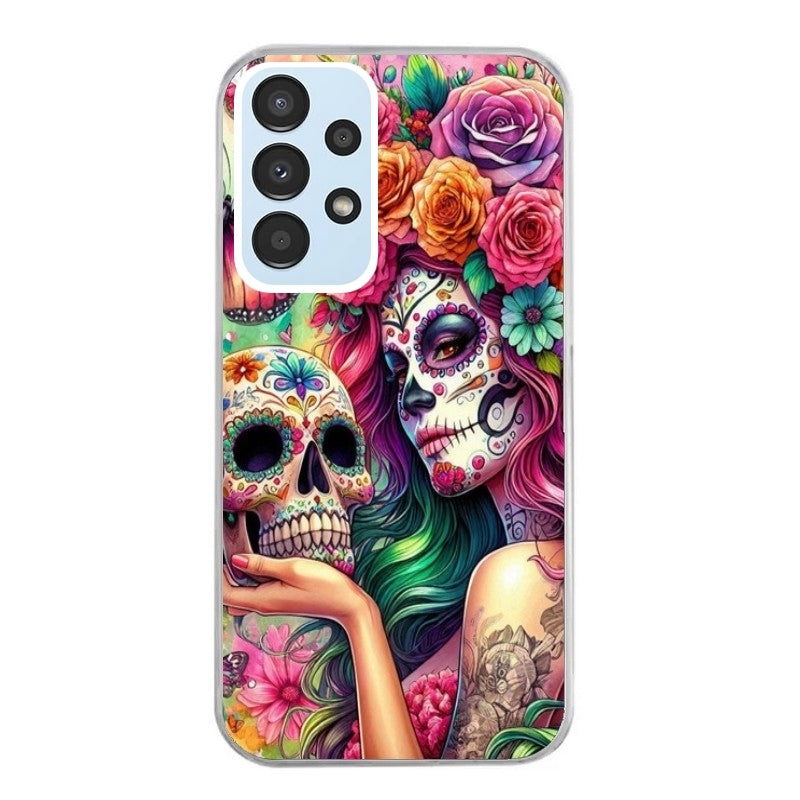 Coque taperso pour Galaxy A13 4G et 5G A23 A53 avec motif tete de mort calavera skull protection antichoc personnalisée