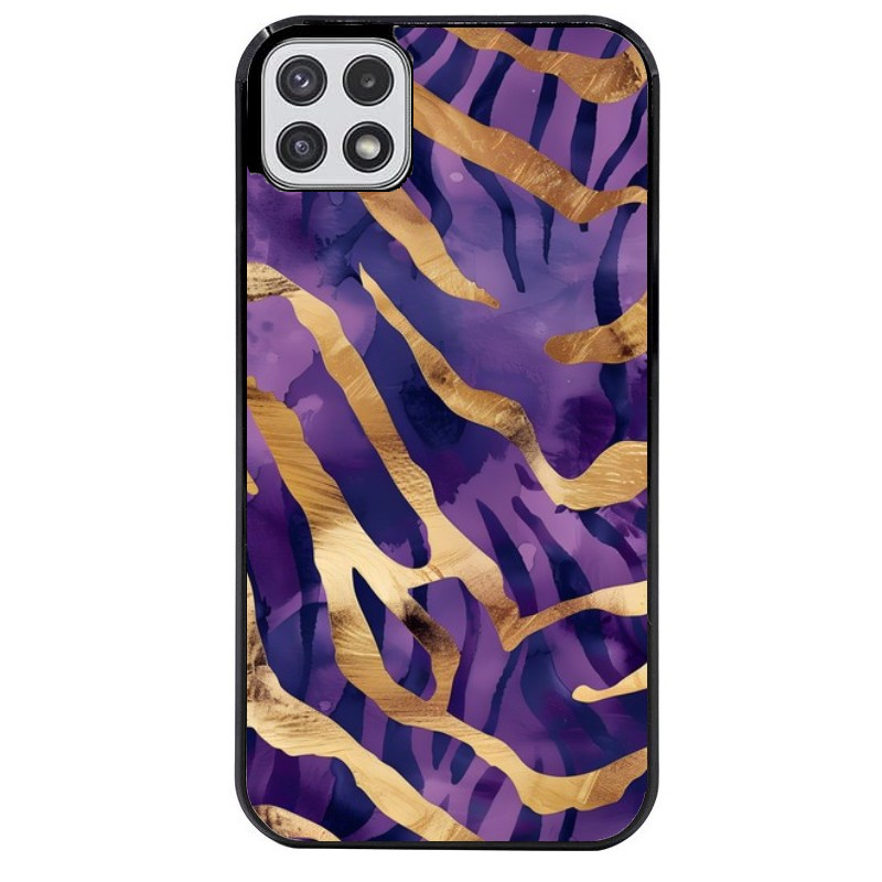 Coque noire taperso pour galaxy A22 A32 A52 A52S 4G 5G  avec motif zebre violet protection antichoc personnalisée