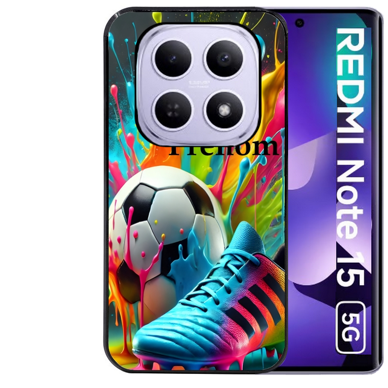Coque noire taperso pour Redmi Note 15 et PRO PLUS 4G 5G avec motif foot color personnalisee protection antichoc personnalisée