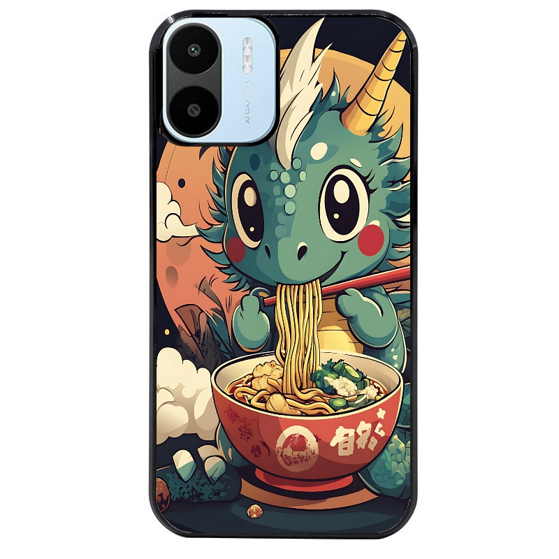 Coque noire taperso pour Redmi A1 et A2 avec motif dragon ramen 1 protection antichoc personnalisée