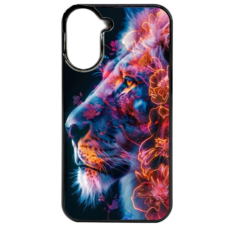 Coque noire taperso pour Redmi A5 4G avec motif lion fluo protection antichoc personnalisée
