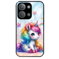 Coque noire taperso pour POCO C85 avec motif licorne et etoiles protection antichoc personnalisée
