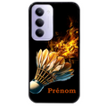 Coque noire taperso pour Redmi 15 4G et 5G avec motif badminton flamme personnalise protection antichoc personnalisée