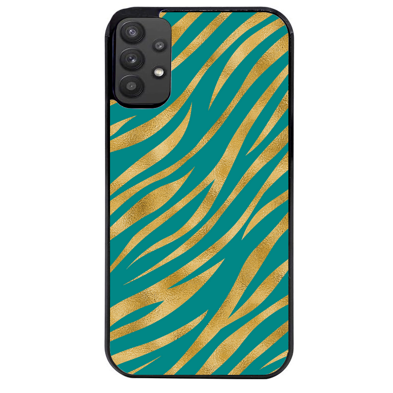 Coque noire taperso pour galaxy A22 A32 A52 A52S 4G 5G  avec motif zebre vert protection antichoc personnalisée