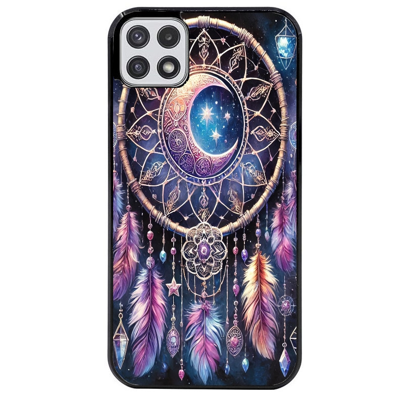 Coque noire taperso pour galaxy A22 A32 A52 A52S 4G 5G  avec motif dreamcatcher et lune protection antichoc personnalisée