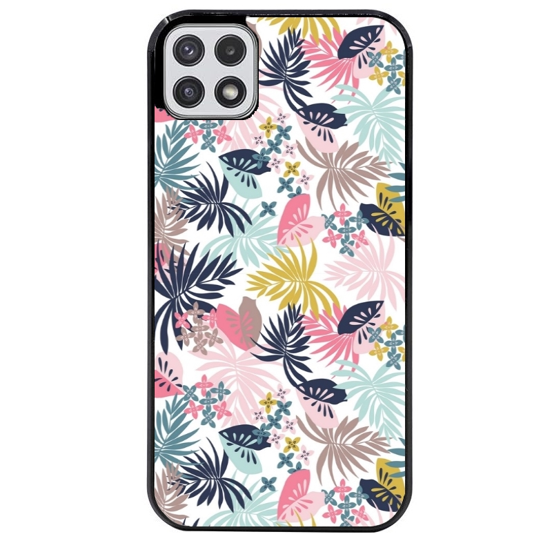 Coque noire taperso pour galaxy A22 A32 A52 A52S 4G 5G  avec motif jungle et fleur rose protection antichoc personnalisée