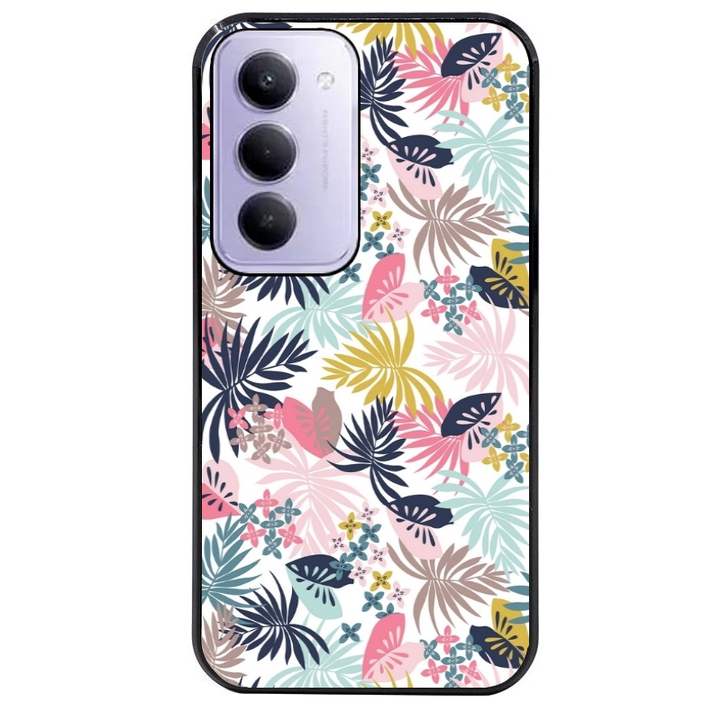 Coque noire taperso pour Redmi 15 4G et 5G avec motif jungle et fleur rose protection antichoc personnalisée