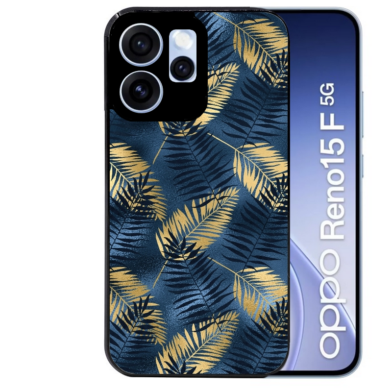 Coque noire taperso pour OPPO Reno 15 et F FS 5G avec motif palmier bleu protection antichoc personnalisée
