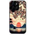 Coque noire taperso pour Honor 70 LITE 90 et LITE avec motif japan cerisier protection antichoc personnalisée
