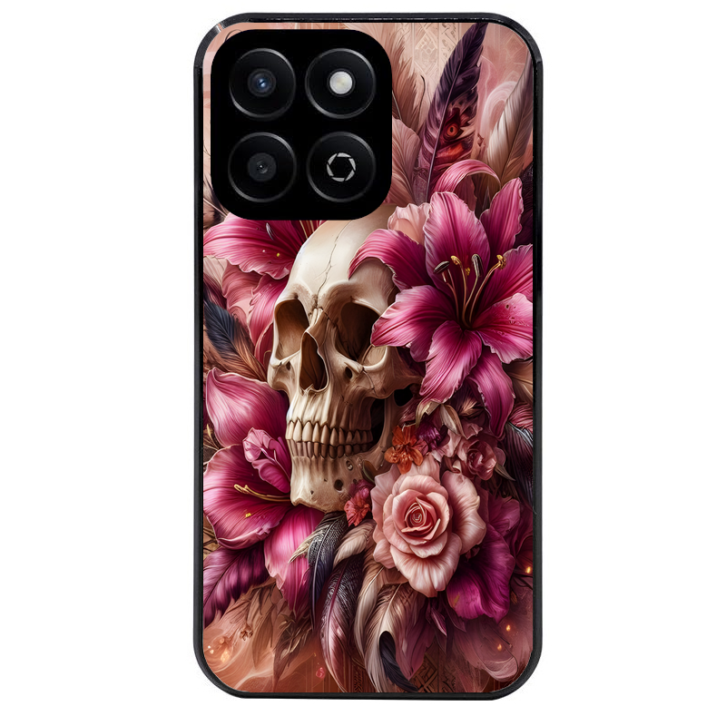 Coque noire taperso pour Honor 70 LITE 90 et LITE avec motif tete de mort skull plume protection antichoc personnalisée