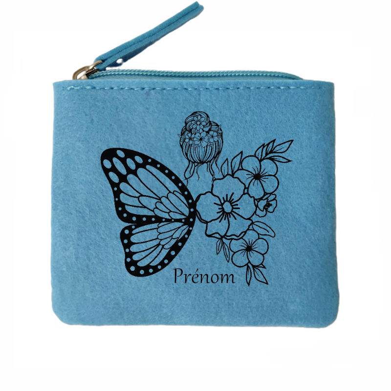 Porte monnaie personnalisé femme papillon en feutrine en feutrine