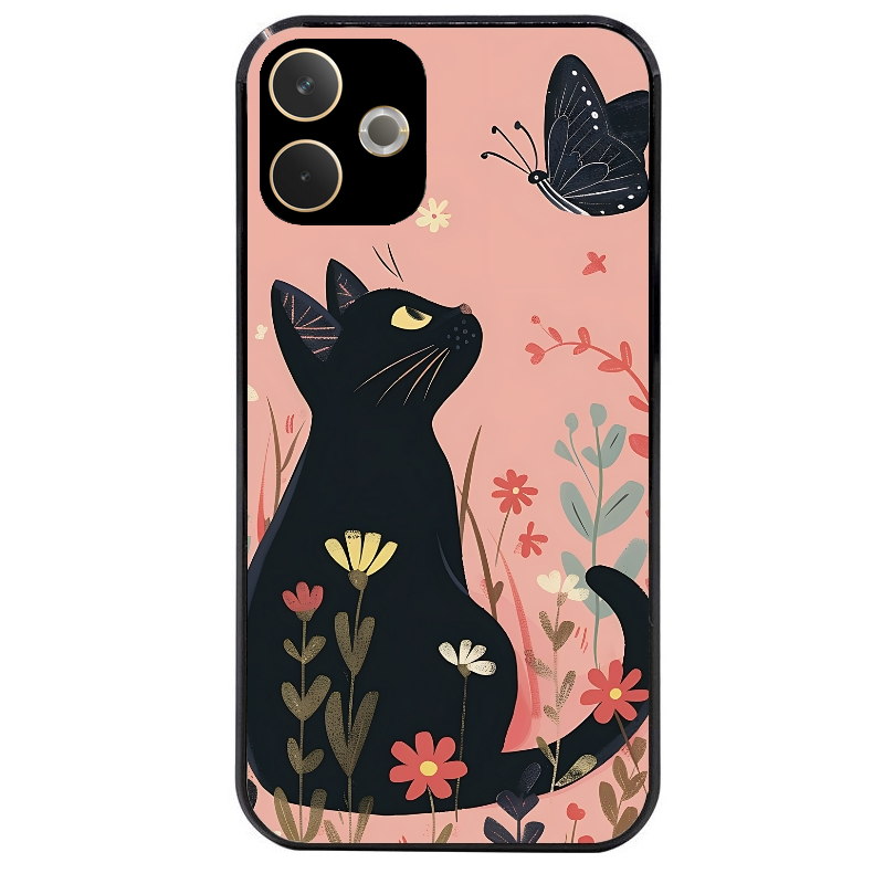 Coque noire taperso pour OPPO A5 PRO 4G et 5G avec motif chat papillon 2 protection antichoc personnalisée
