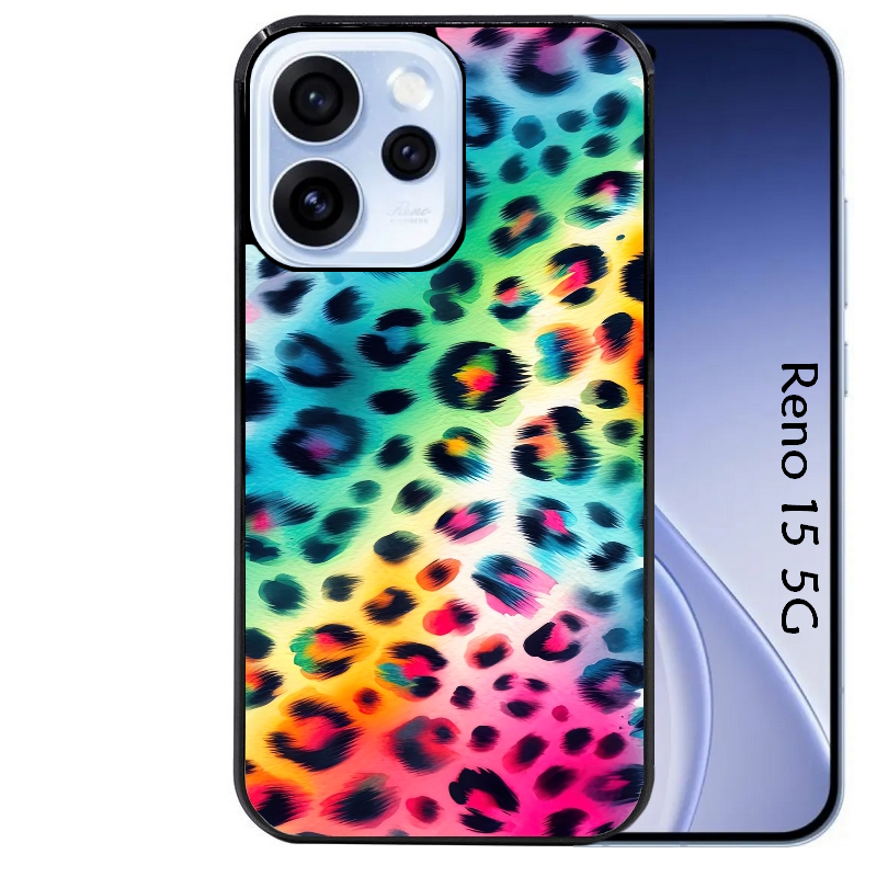 Coque noire taperso pour OPPO Reno 15 et F FS 5G avec motif leopard arc protection antichoc personnalisée