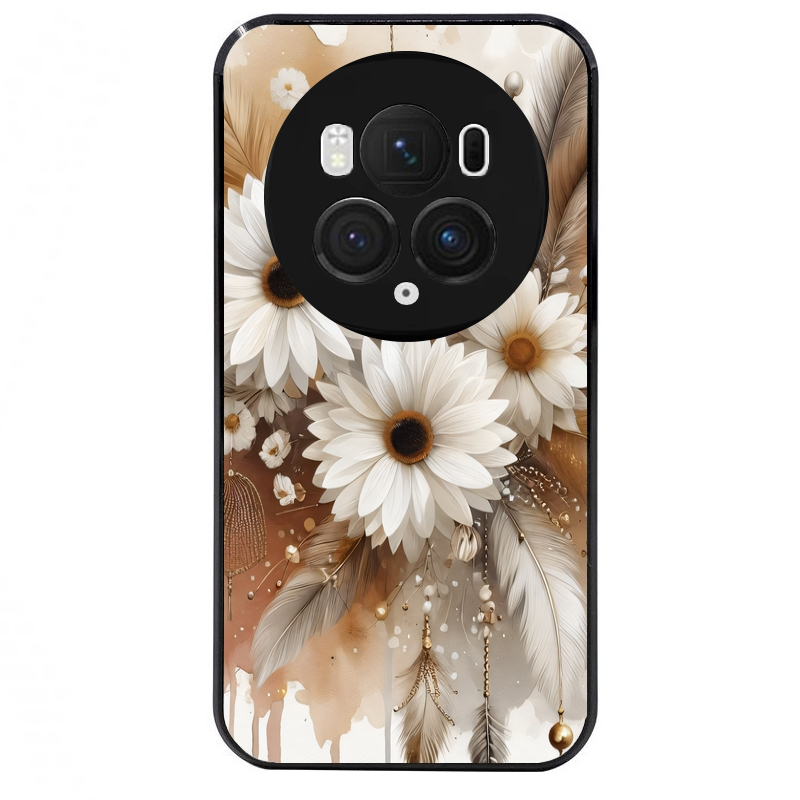 Coque noire taperso pour Magic 5 6 LITE et PRO avec motif dreamcatcher marguerite protection antichoc personnalisée