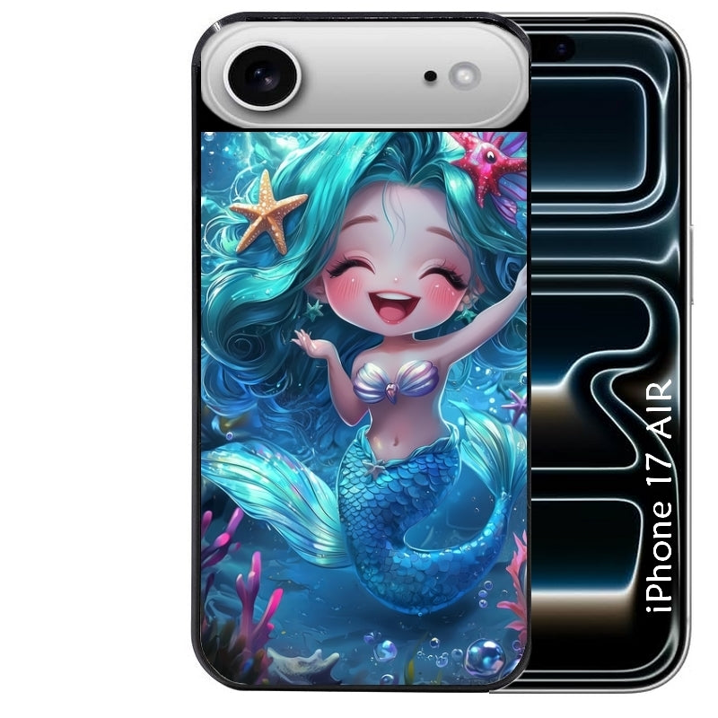 Coque noire taperso pour Iphone 17 17E AIR MAX PRO avec motif sirene style anime protection antichoc personnalisée