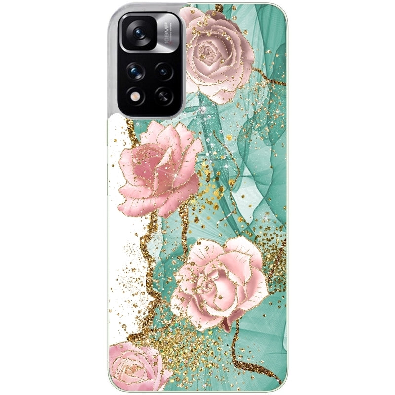 Coque taperso pour Redmi Note 10 4G 5G PRO 10S avec motif marbre fleur turquoise protection antichoc personnalisée