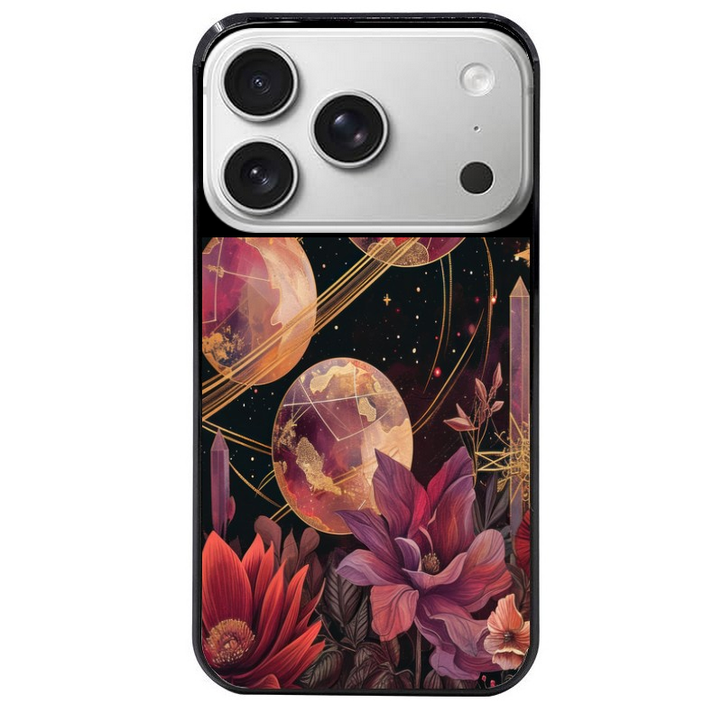 Coque noire taperso pour Iphone 17 17E AIR MAX PRO avec motif astro et fleurs protection antichoc personnalisée