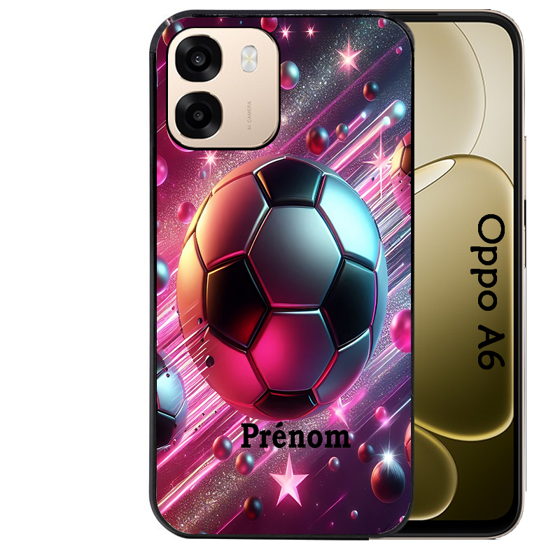 Coque noire taperso pour OPPO A6 A6X 4G et 5G avec motif foot etoile personnalisee protection antichoc personnalisée