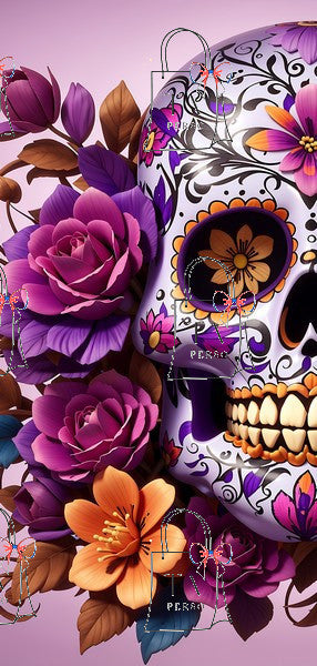 Tête de mort calavera violette