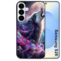 Coque noire taperso pour galaxy S26 et PLUS ULTRA FE avec motif loup et plume protection antichoc personnalisée