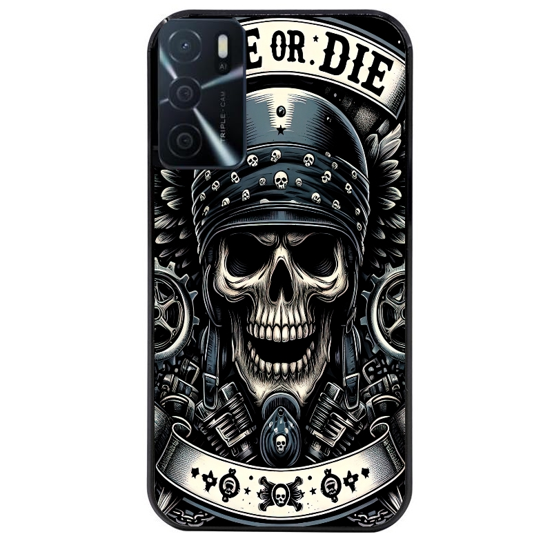 Coque noire taperso pour OPPO A16 et A16S avec motif mort motard protection antichoc personnalisée