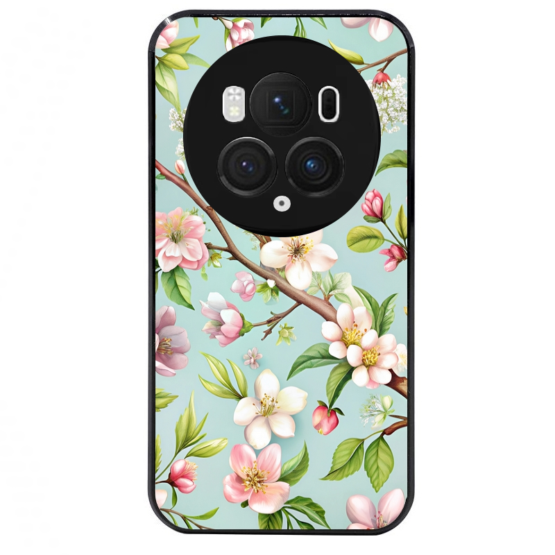 Coque noire taperso pour Magic 5 6 LITE et PRO avec motif fleur de printemps protection antichoc personnalisée