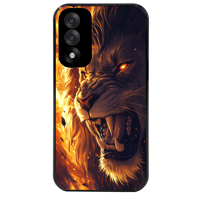 Coque noire taperso pour OnePlus Nord 5 avec motif lion flamme protection antichoc personnalisée