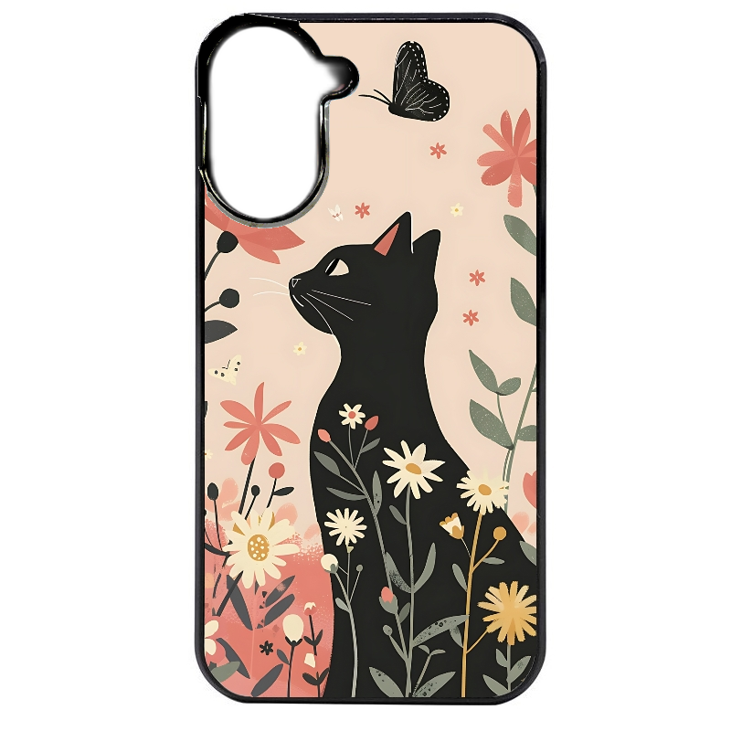 Coque noire taperso pour POCO C71 4G avec motif chat papillon 1 protection antichoc personnalisée